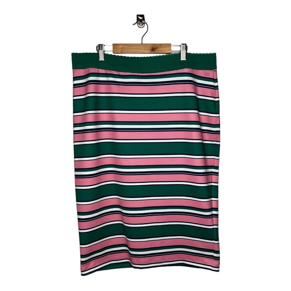 Draper James Eloquii Striped Pencil Skirt‎ Womens Size 16 Career Pink Green
